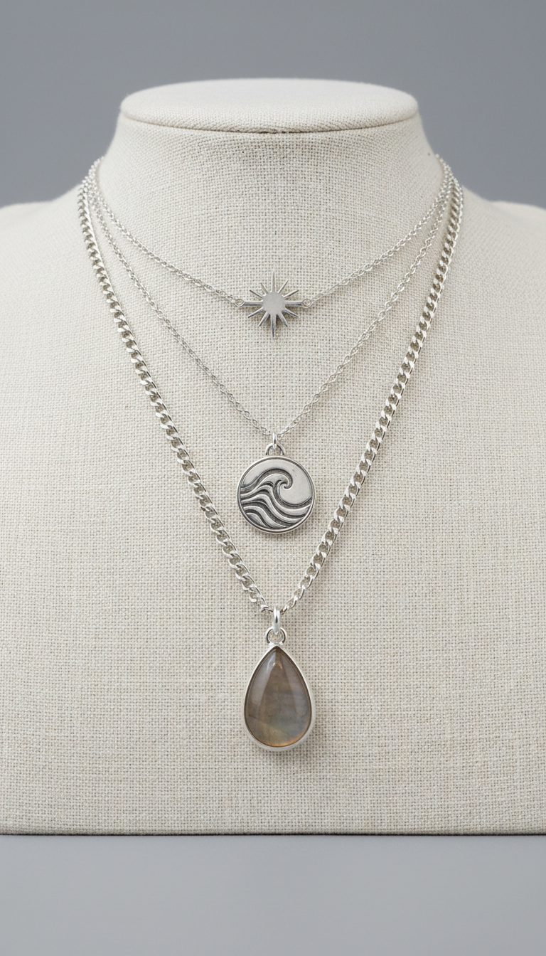 Sterling Silver Layered Necklaces Set