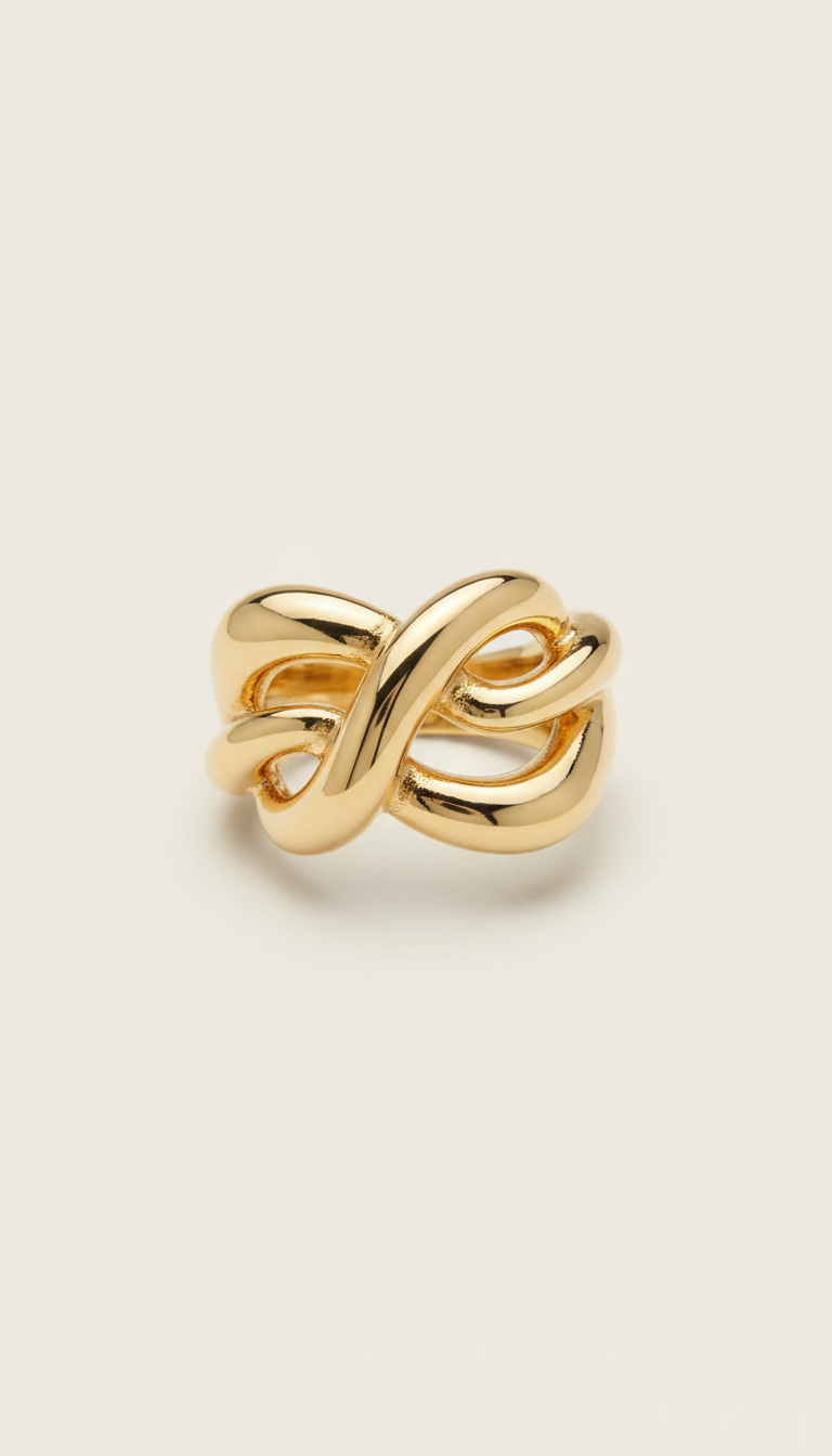 Gold-Plated Sculptural Chunky Ring
